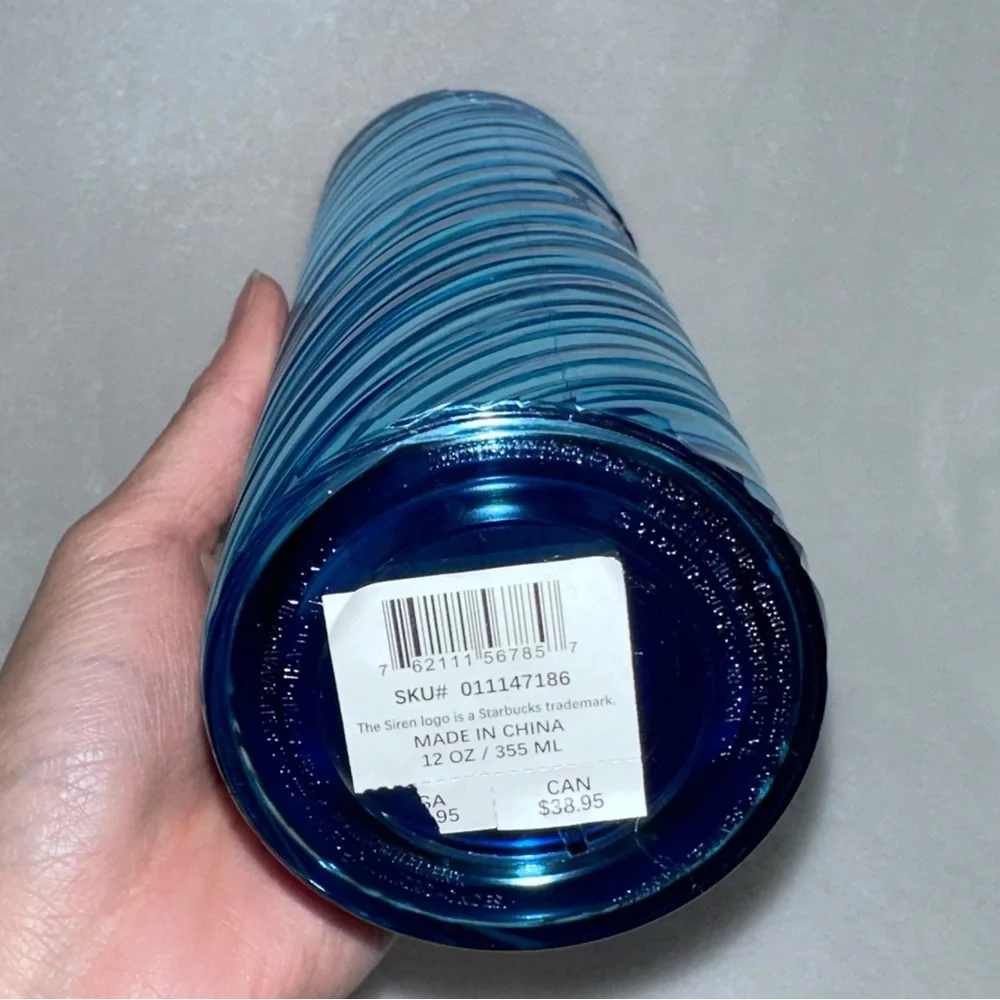 Starbucks Holiday 2023 Insulated Ribbon Tumbler Icicle Iridescent Blue 16 oz